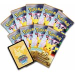 Les 9 boosters 30e Anniversaire illustrés de Pikachu, Mew et Mewtwo, et la carte à code JCC Pokémon Live