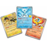 Les trois cartes promo brillantes Électhor, Artikodin et Sulfura