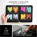 Mini classeur Vault X ouvert : 20 pages recto verso à 4 pochettes, 160 cartes
