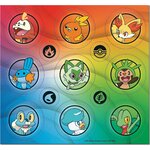 Page de 9 autocollants des premiers partenaires de Hoenn, Kalos et Paldea