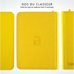 Dos du classeur Vault X jaune avec le logo cadenas estampé
