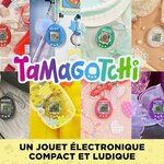 Mosaïque de photos de Tamagotchi Color Collection de plusieurs couleurs autour du logo