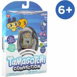 Boîte bilingue anglais et français de la Tamagotchi Connection, badge 6+