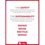 Visuel Smiffys sur la sécurité et le recyclage, texte en anglais