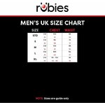 Tableau des tailles homme de Rubies : tours de poitrine et de taille, du STD au XL