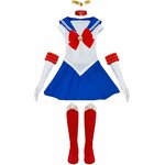 Le costume seul : robe au col marin, ras-de-cou, tiare, gants longs et couvre-bottes rouges