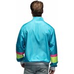 Vue de dos : dos turquoise uni et bandes fluo sur les manches
