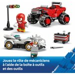 Knuckles, Silver, leurs deux véhicules, la boîte à outils et le feu de départ, légende en français