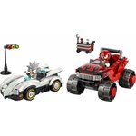 La voiture de Silver, le monster truck de Knuckles, le feu de départ et la boîte à outils, sur fond blanc