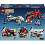 Dos de la boîte du set LEGO Sonic 77118, avec des photos des véhicules et des personnages