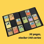 Classeur Revspoir ouvert sur des cartes Pokémon : 30 pages, 540 cartes