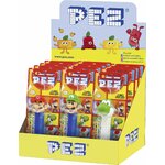 Boîte présentoir PEZ jaune garnie de blisters Super Mario : Mario, Luigi et Yoshi au premier rang