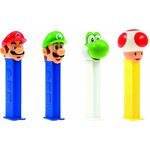 Les quatre distributeurs sans emballage : Mario, Luigi, Yoshi et Toad