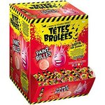 Boîte présentoir Têtes Brûlées Paint Billes goût fraise, ouverte sur des bonbons emballés un par un