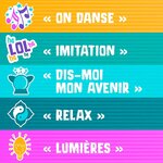 Visuel des cinq modes : On danse, Imitation, Dis-moi mon avenir, Relax, Lumières