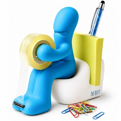 Dérouleur de scotch humoristique en forme de postérieur avec fournitures de bureau