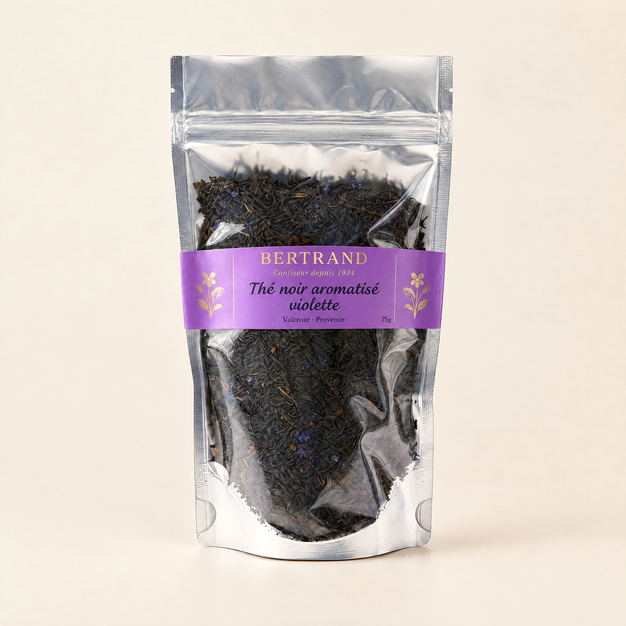 Sachet de thé noir aromatisé à la violette Bertrand