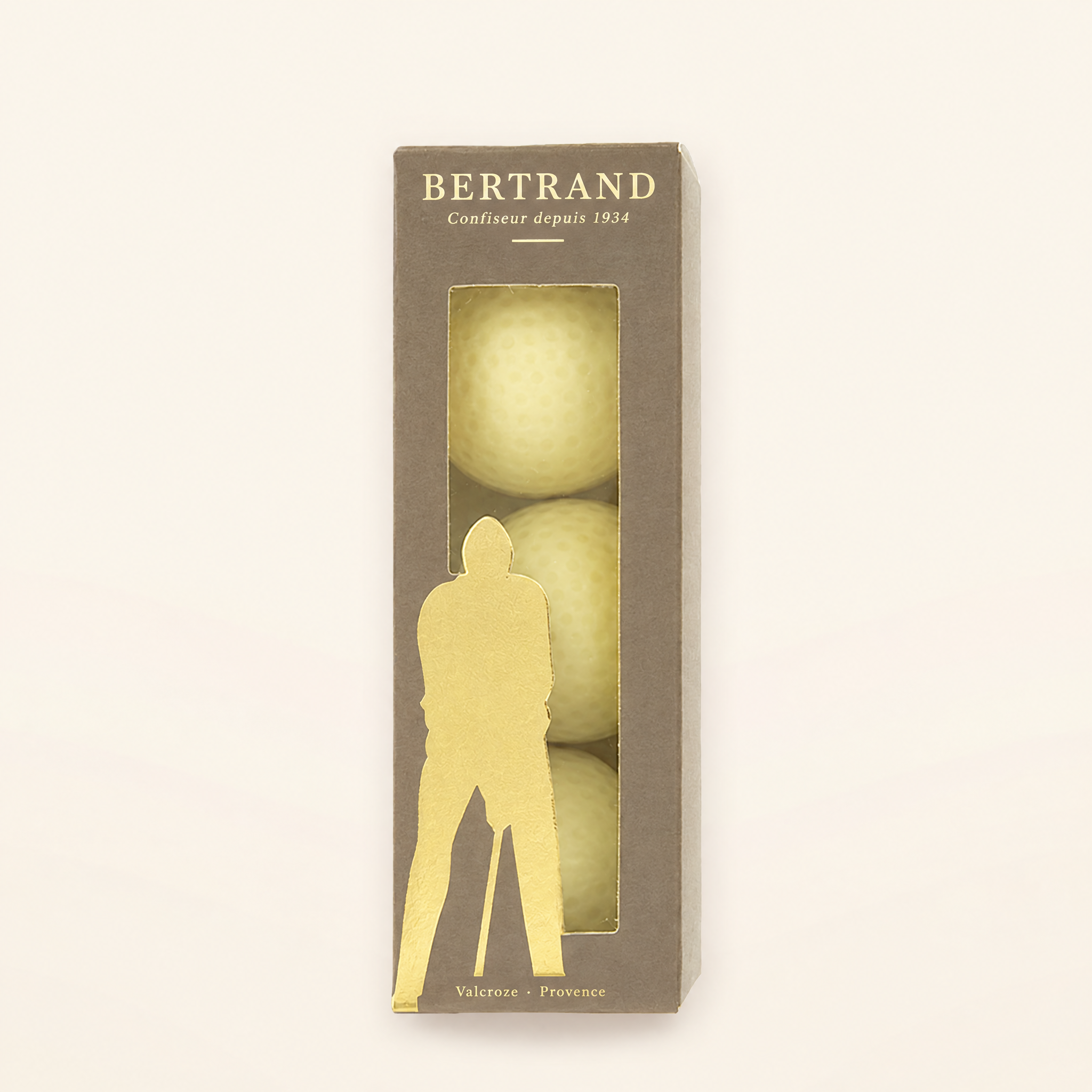 Étui de balles de golf en chocolat blanc Bertrand