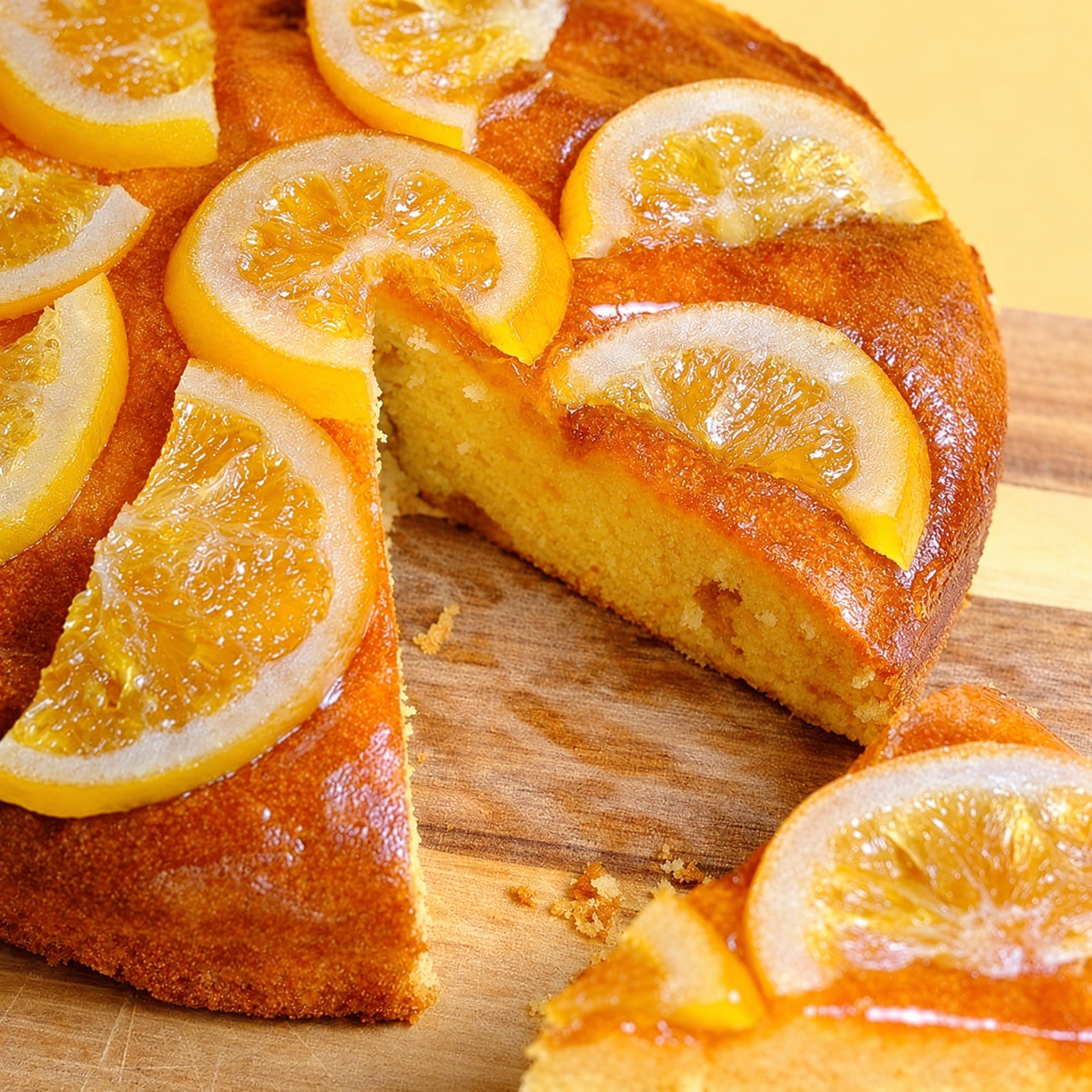 Moelleux à lorange garni de tranches dorange confites