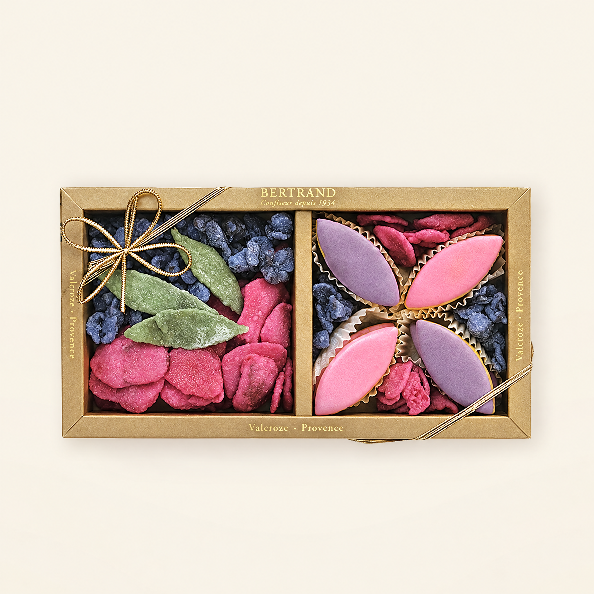 Coffret duo de fleurs cristallisées et calissons Bertrand