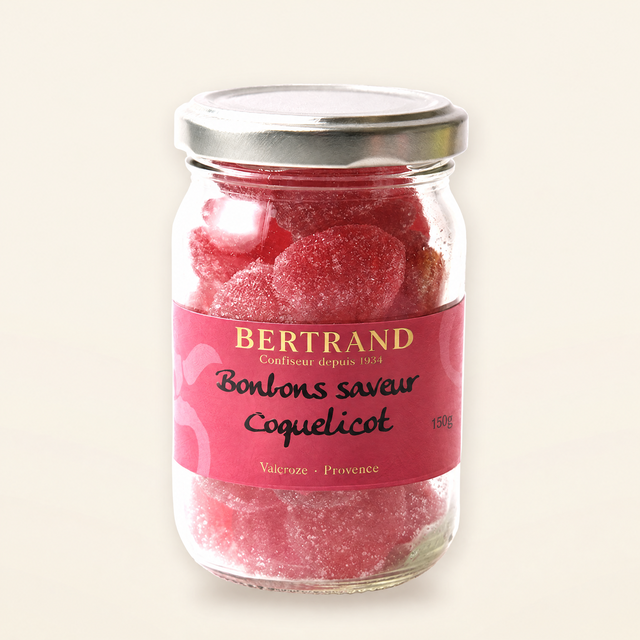 Bocal de bonbons saveur coquelicot Bertrand