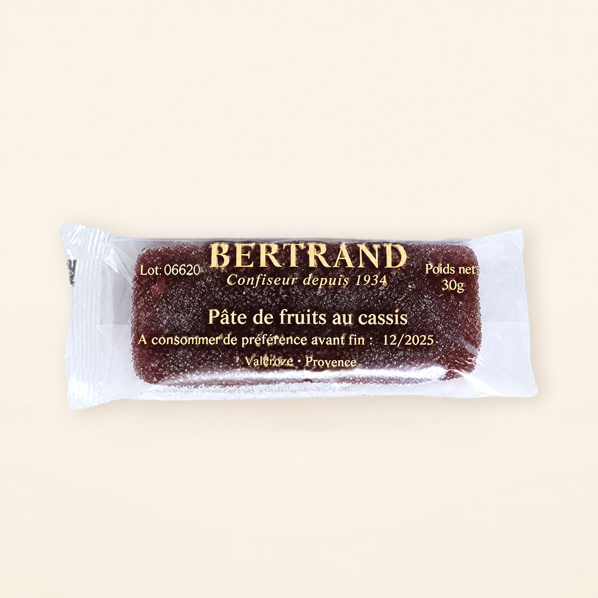 Barre de pâte de fruit au cassis Bertrand