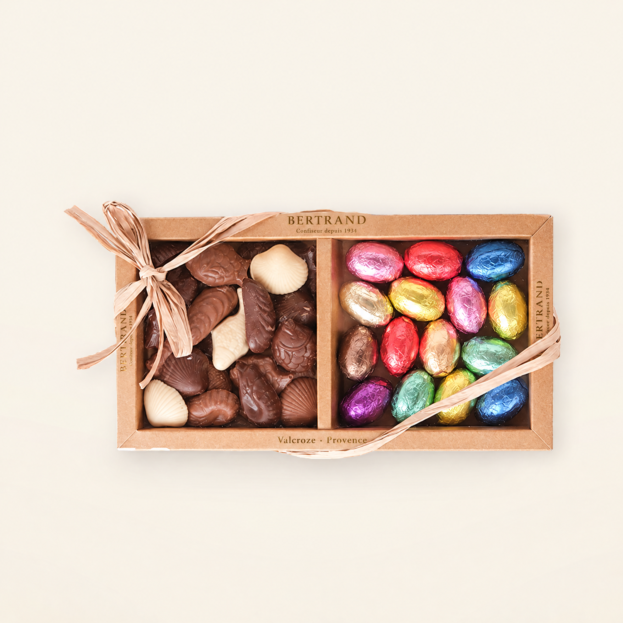 Coffret duo de Pâques Bertrand : friture et œufs en chocolat