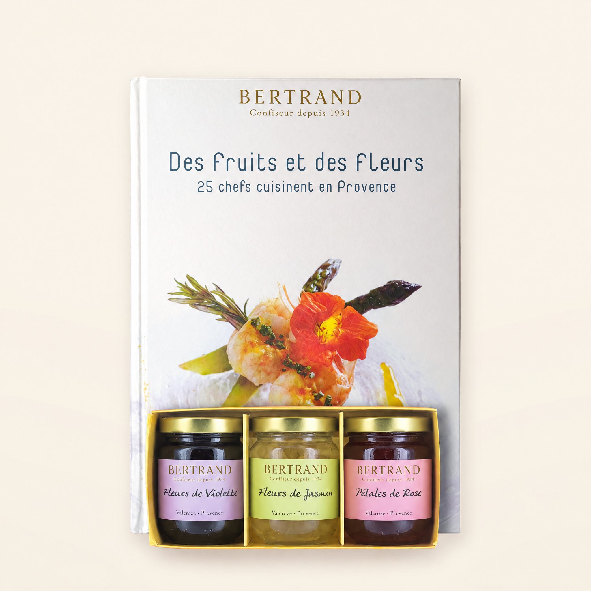 Livre de recettes et coffret de 3 délices de fleurs Bertrand