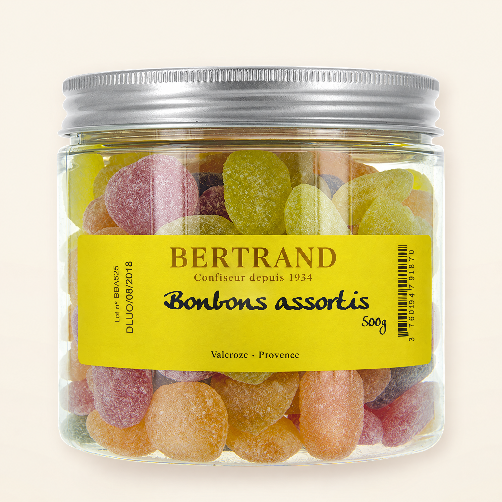 Pot de bonbons acidulés assortis Bertrand, 500 g