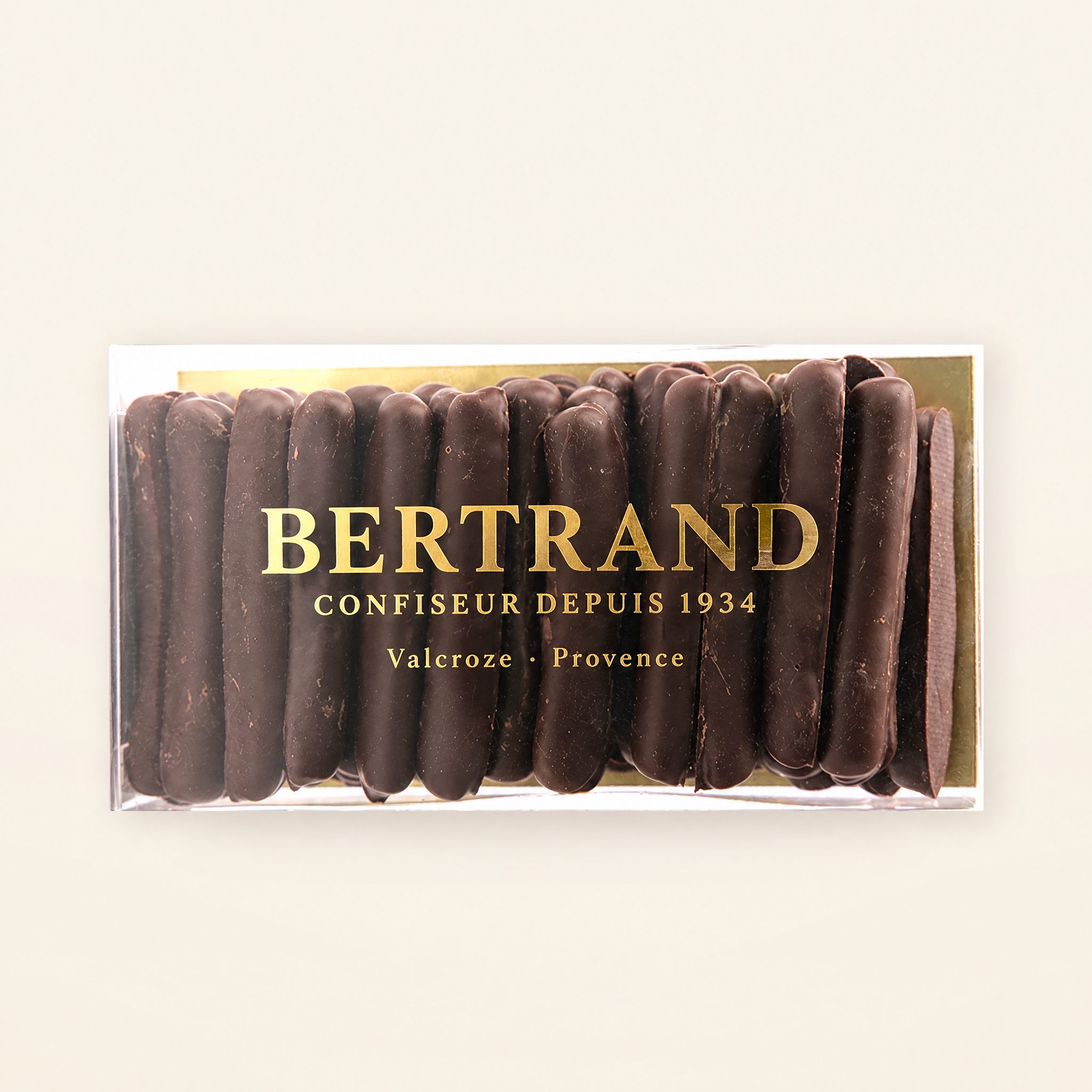 Réglette décorces dorange enrobées de chocolat noir Bertrand