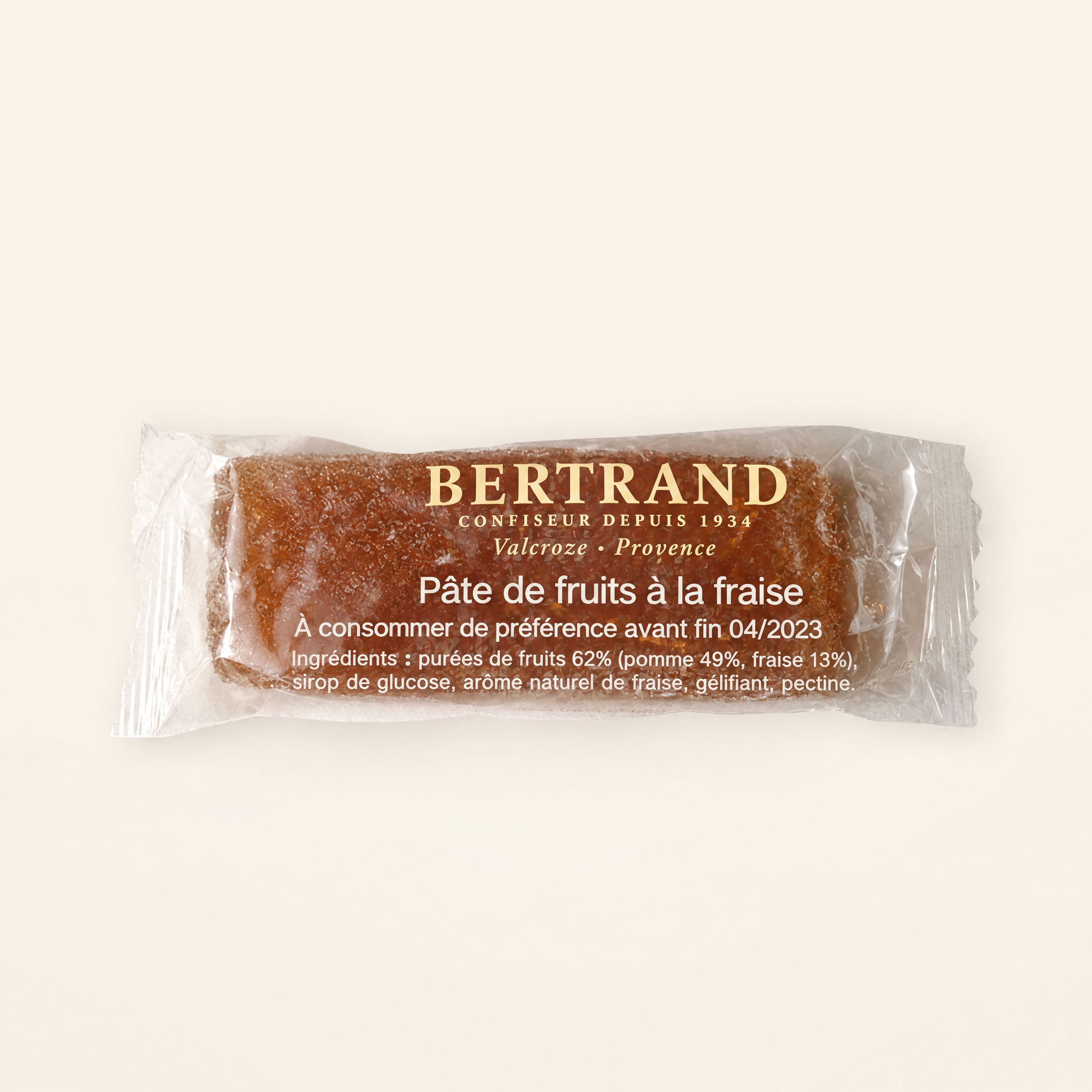 Barre de pâte de fruit à la fraise Bertrand