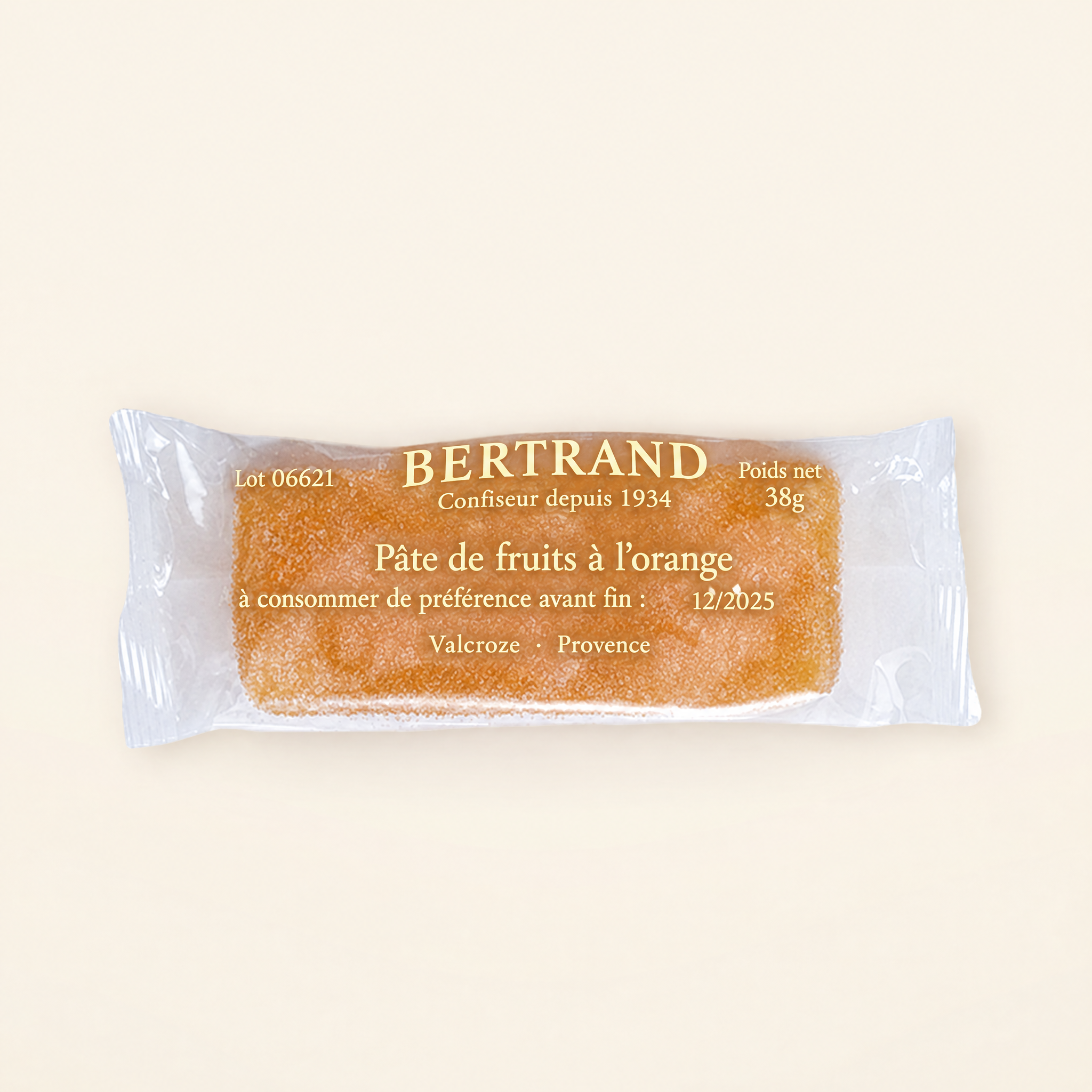 Barre de pâte de fruit à lorange Bertrand