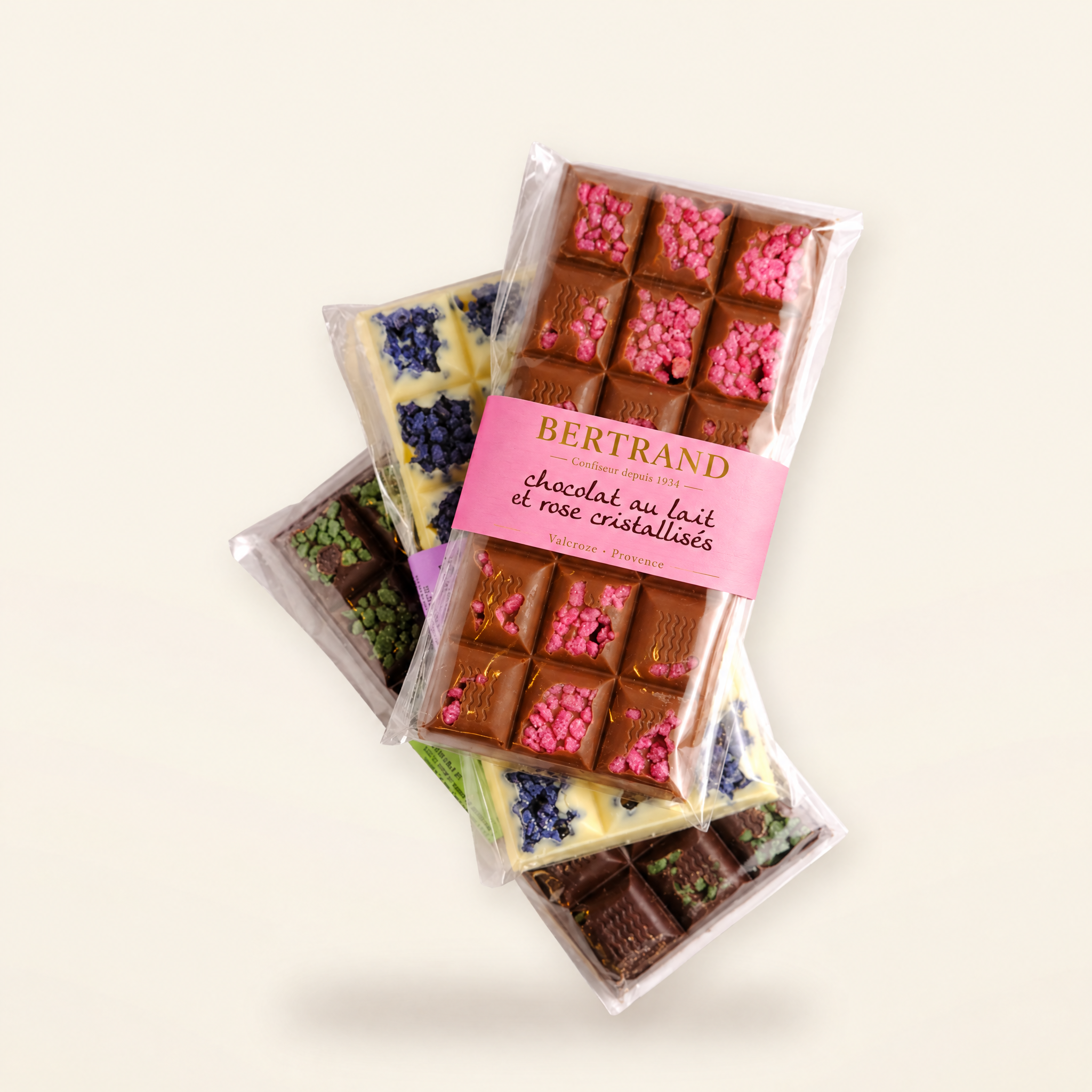 Lot de 3 tablettes de chocolat aux fleurs cristallisées Bertrand