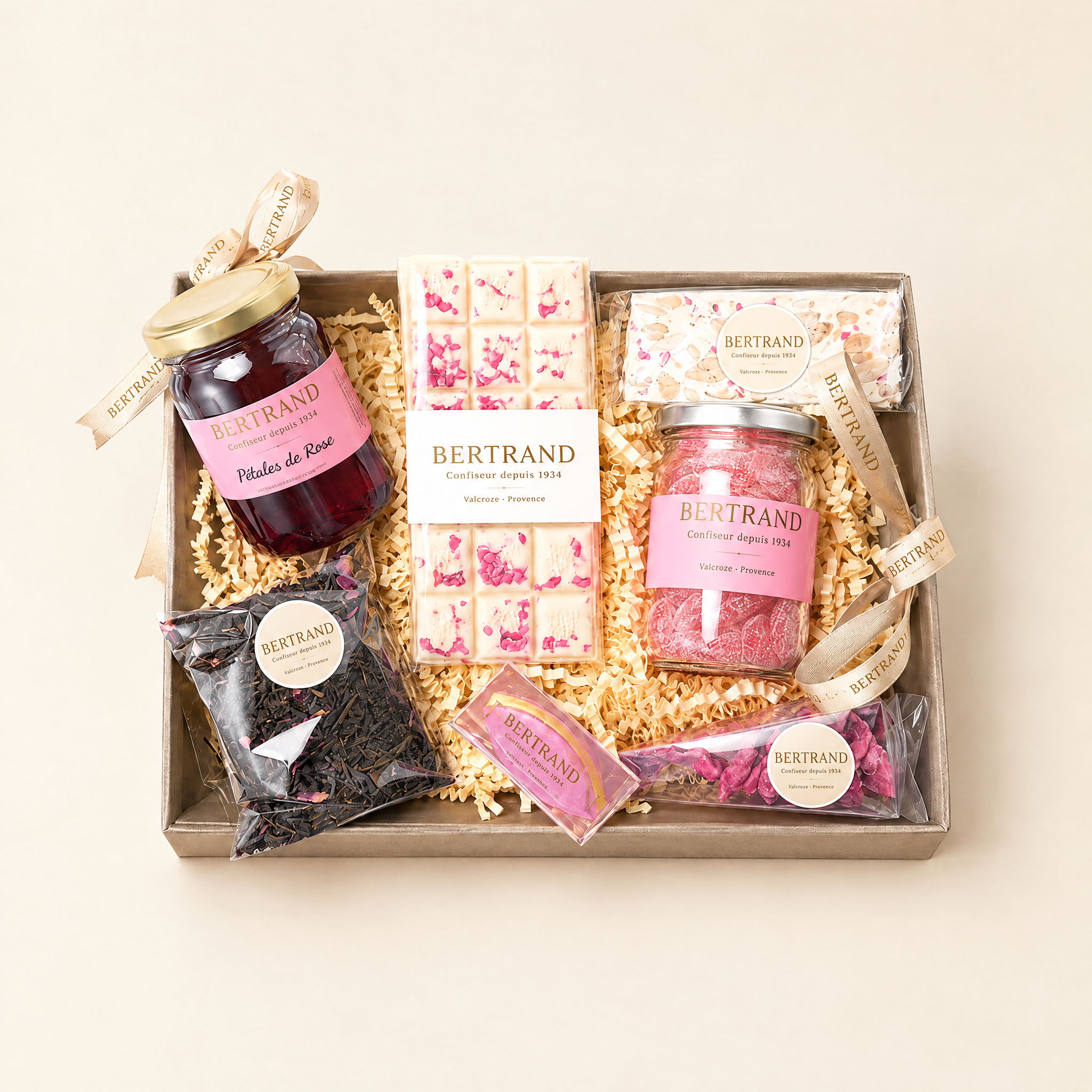 Panier gourmand Bertrand autour de la rose