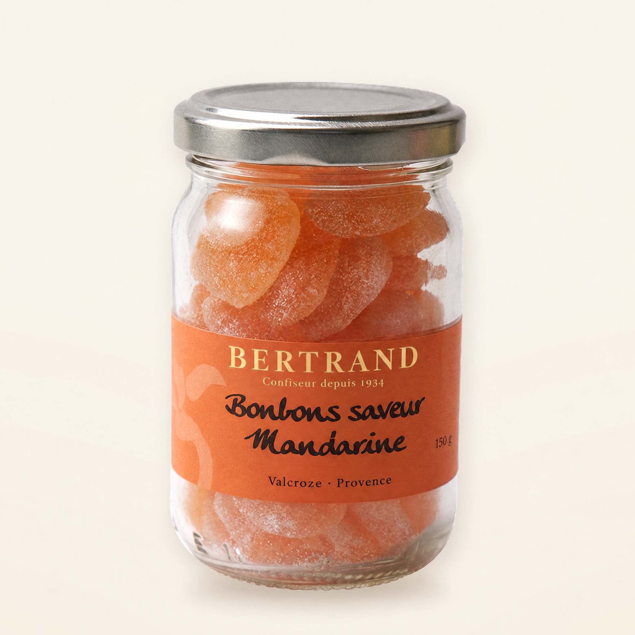 Bocal de bonbons saveur mandarine Bertrand