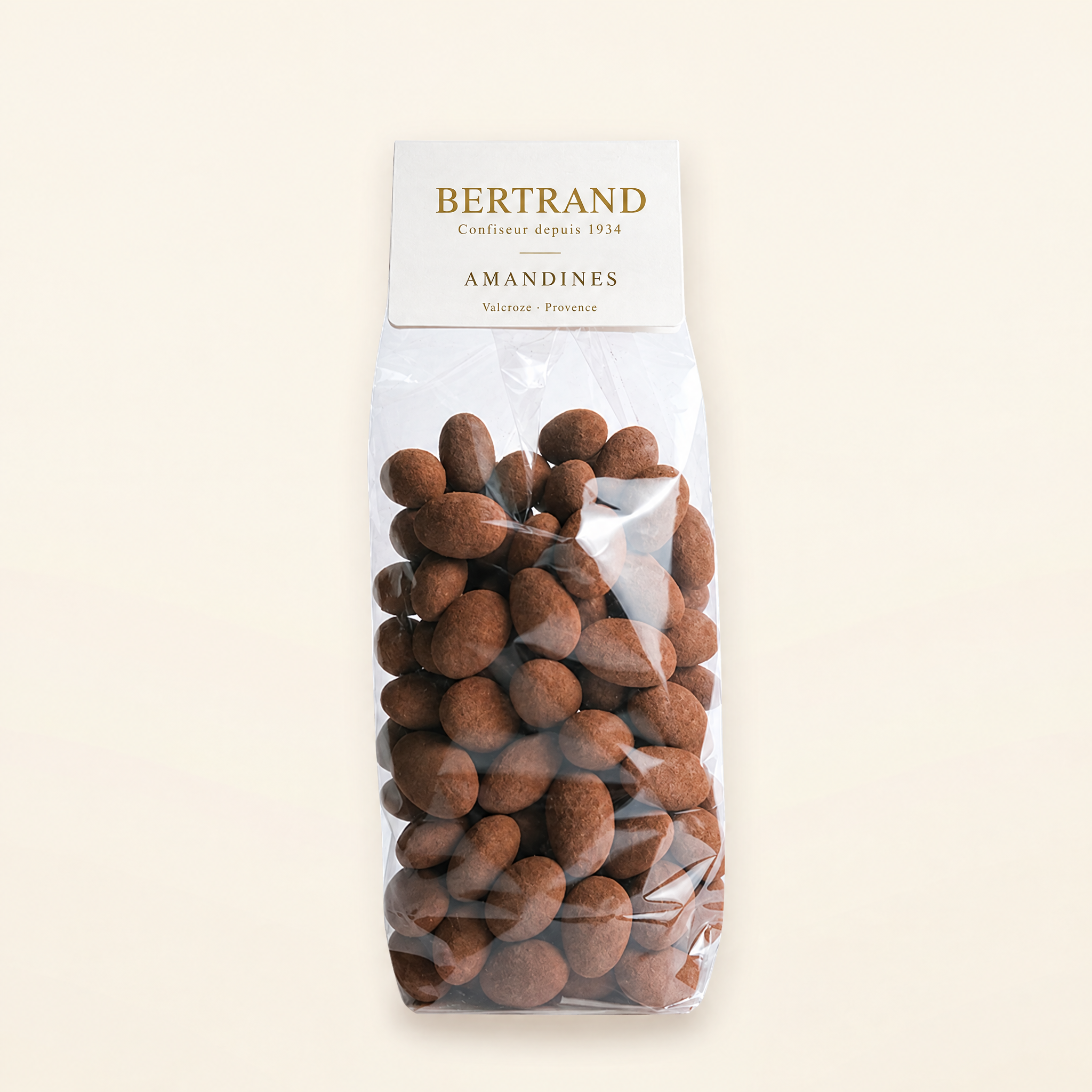 Sachet dAmandines, amandes chocolatées Bertrand
