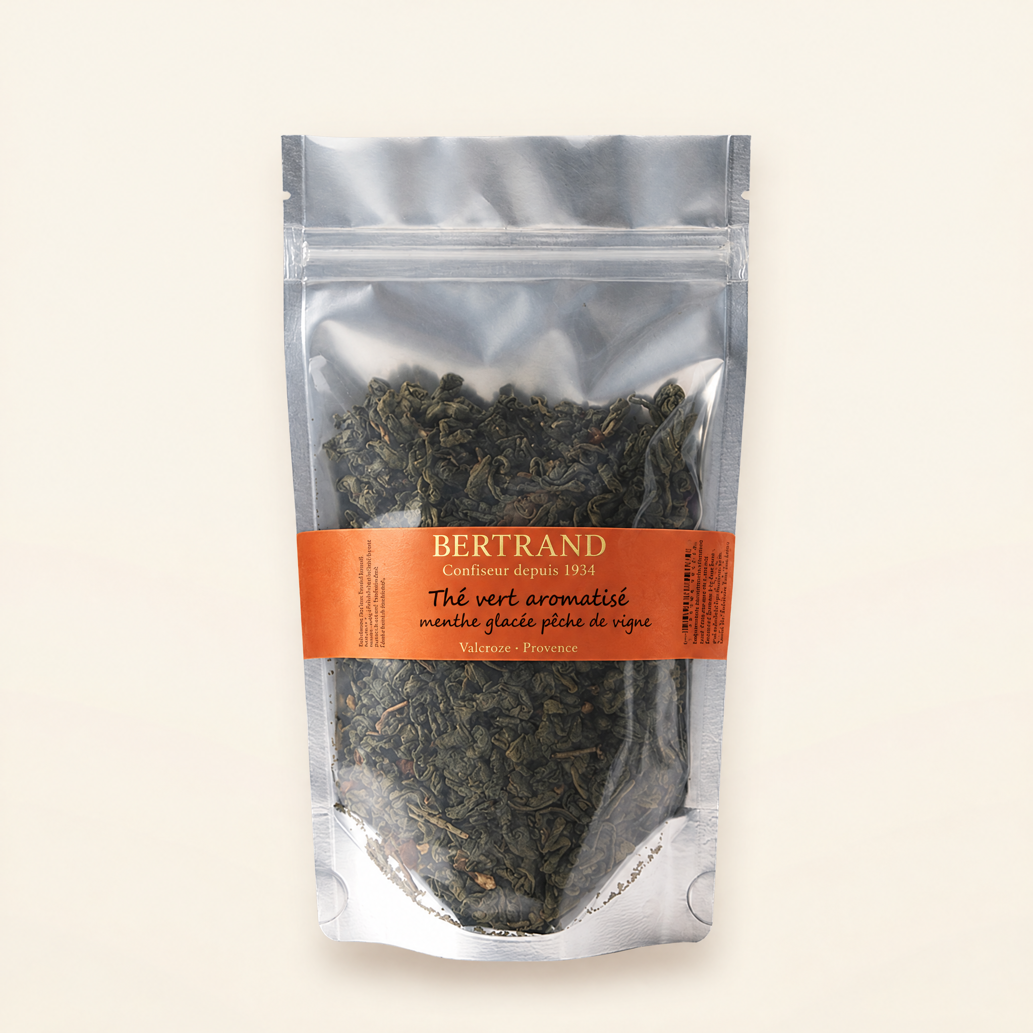 Sachet de thé vert aromatisé menthe glacée et pêche de vigne Bertrand