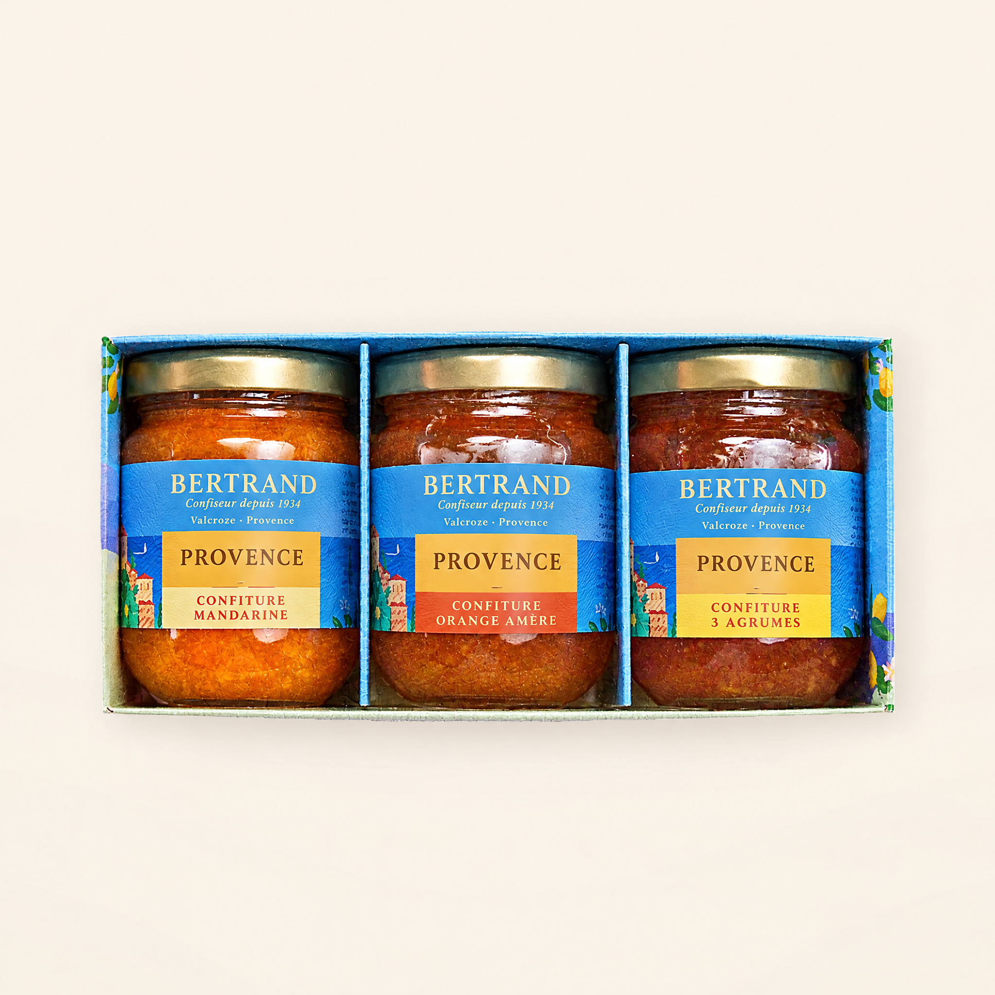 Coffret de 3 pots de confitures dagrumes Édition limitée Provence Bertrand