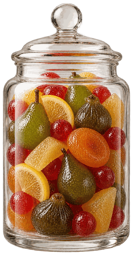 Bocal de fruits confits assortis