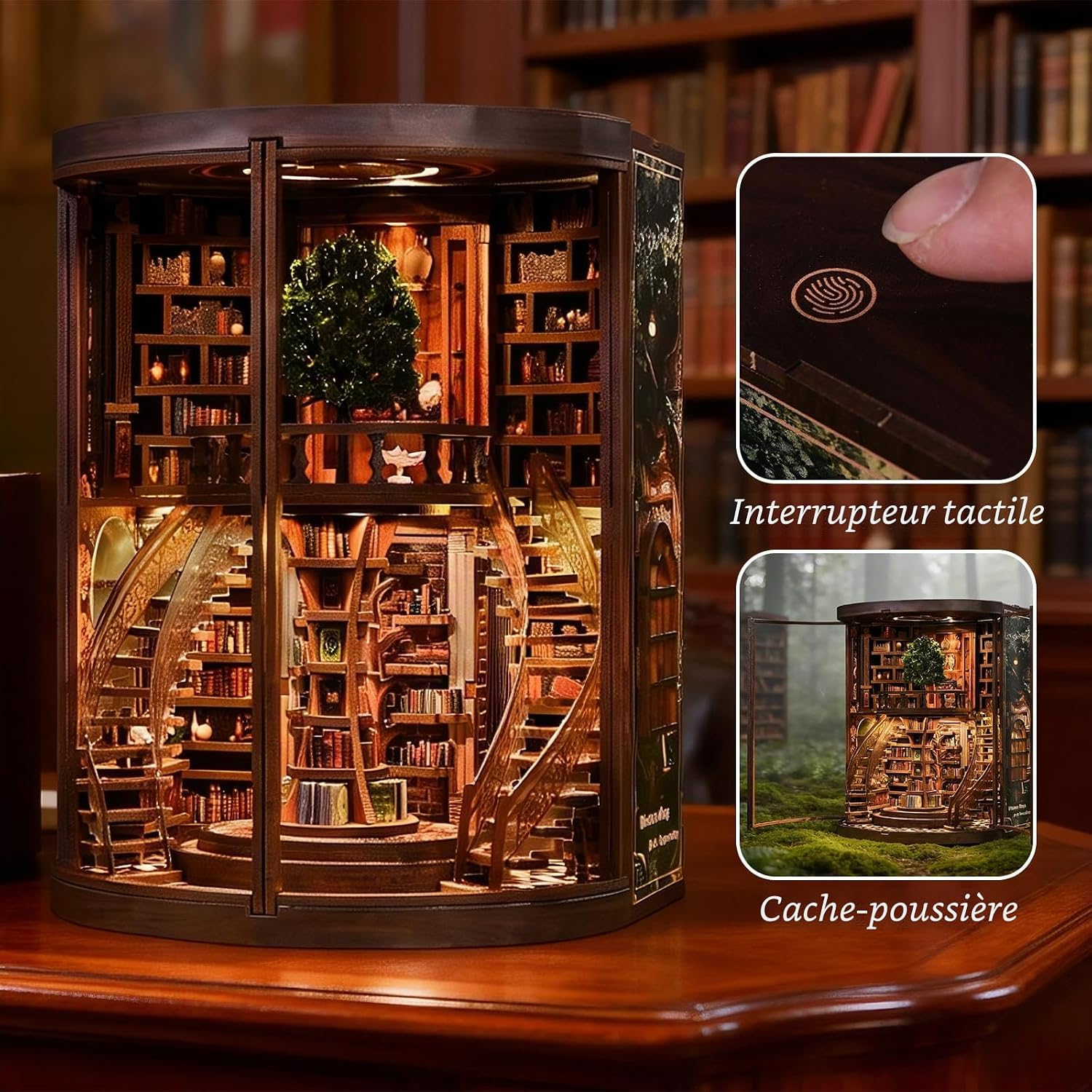 Book nook bibliothèque rotonde à monter, vue 3