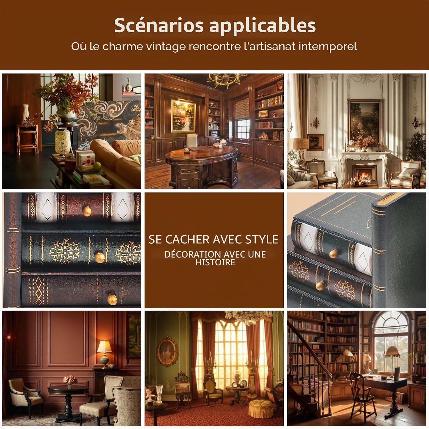 Serre-livres faux livres anciens à tiroirs, vue 6