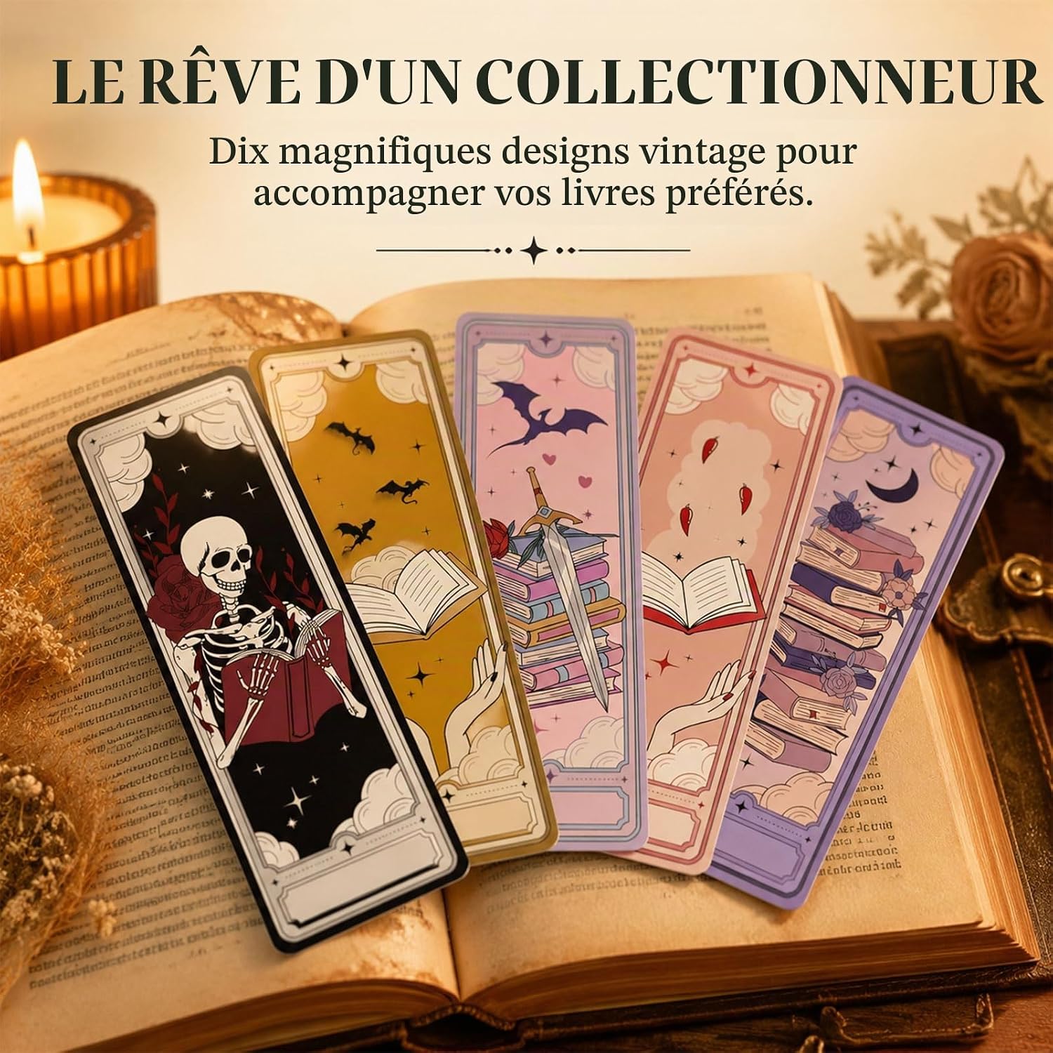 Marque-pages tarot dark fantasy, vue 3