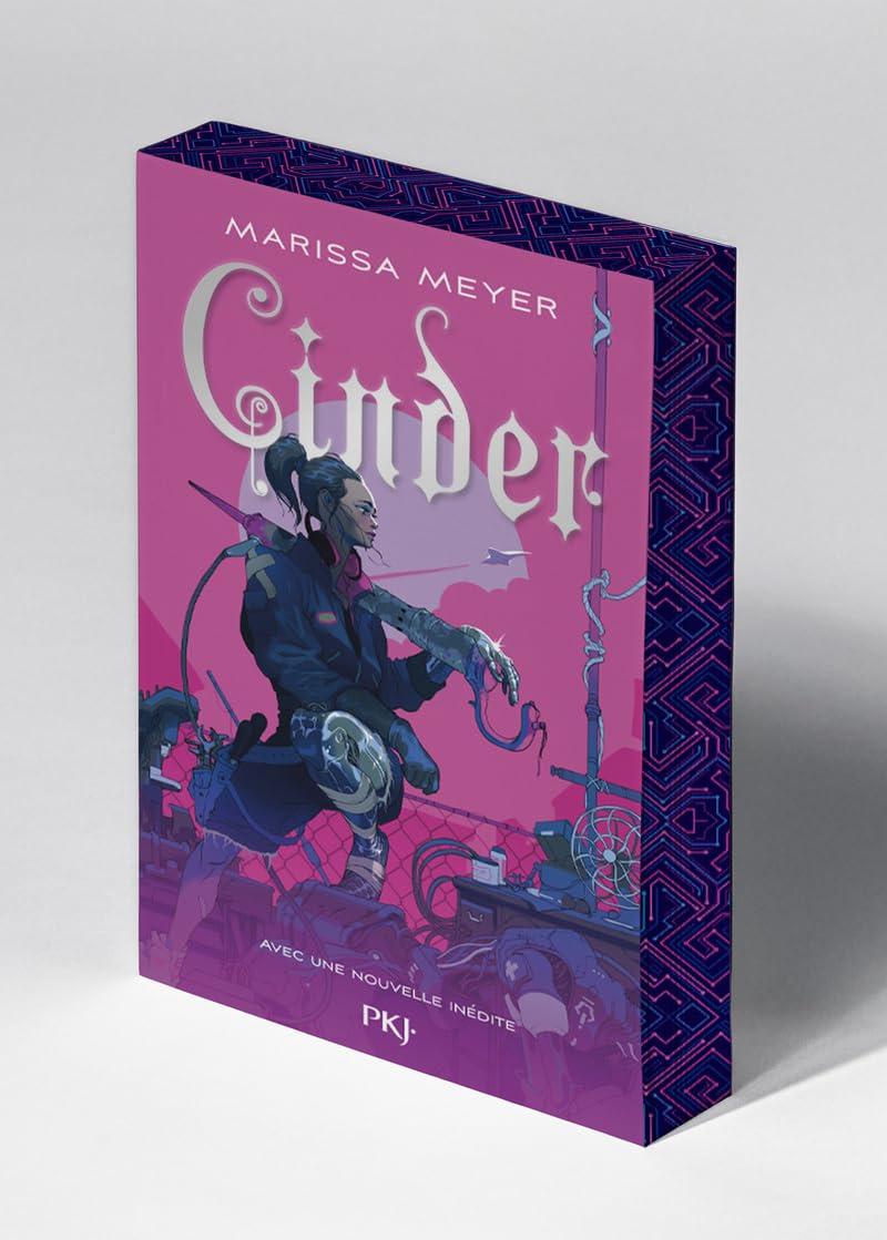 Couverture de Cinder, tome 1 de Marissa Meyer, édition collector jaspée