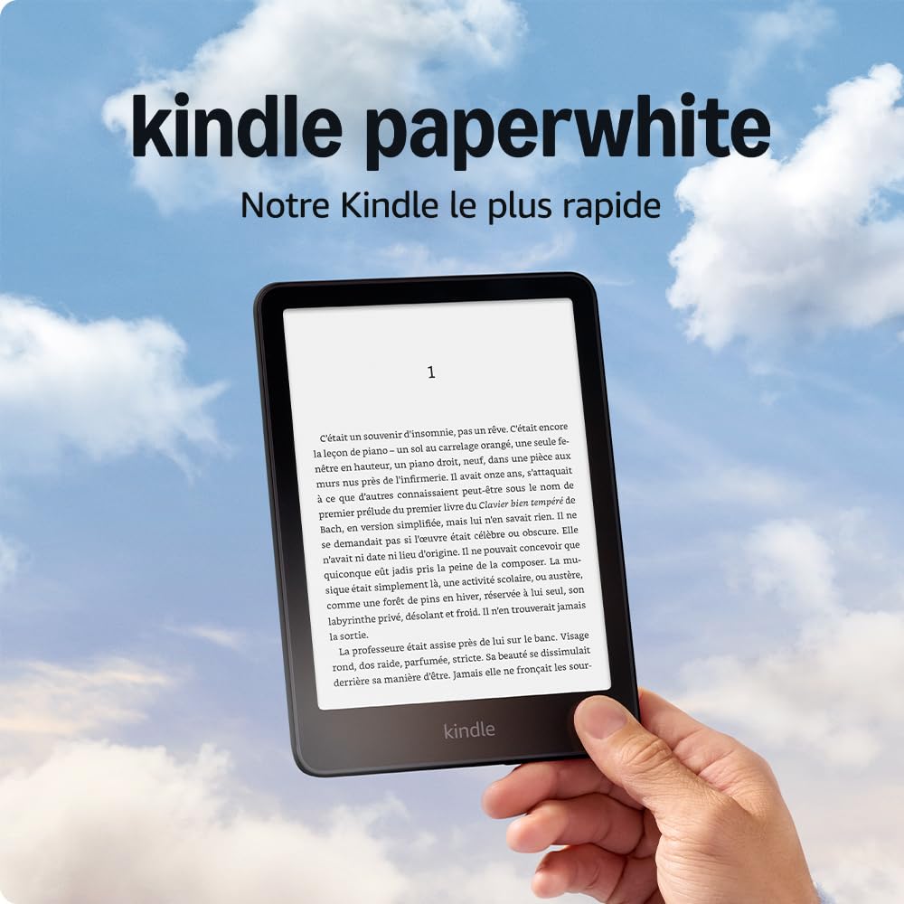 Liseuse Kindle Paperwhite noire à écran 7 pouces antireflet, version 16 Go sans publicités