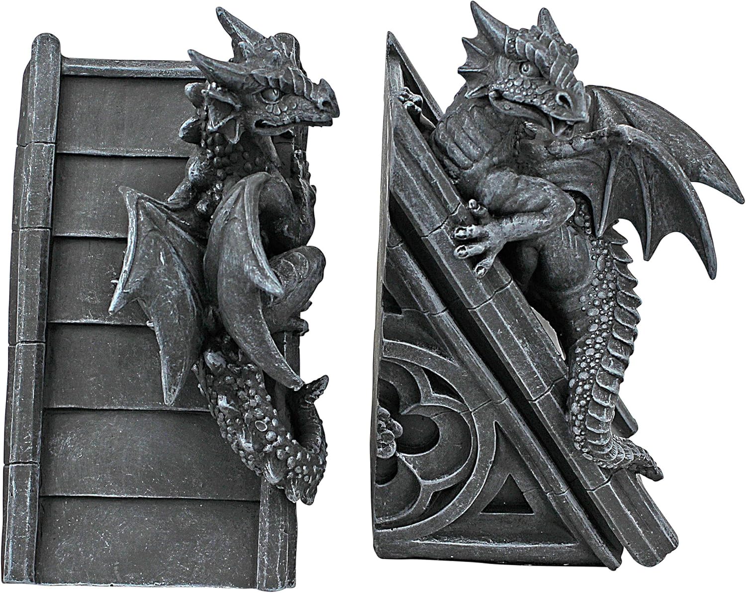 Serre-livres dragons ailés sur flèches gothiques en résine (paire), vue 3