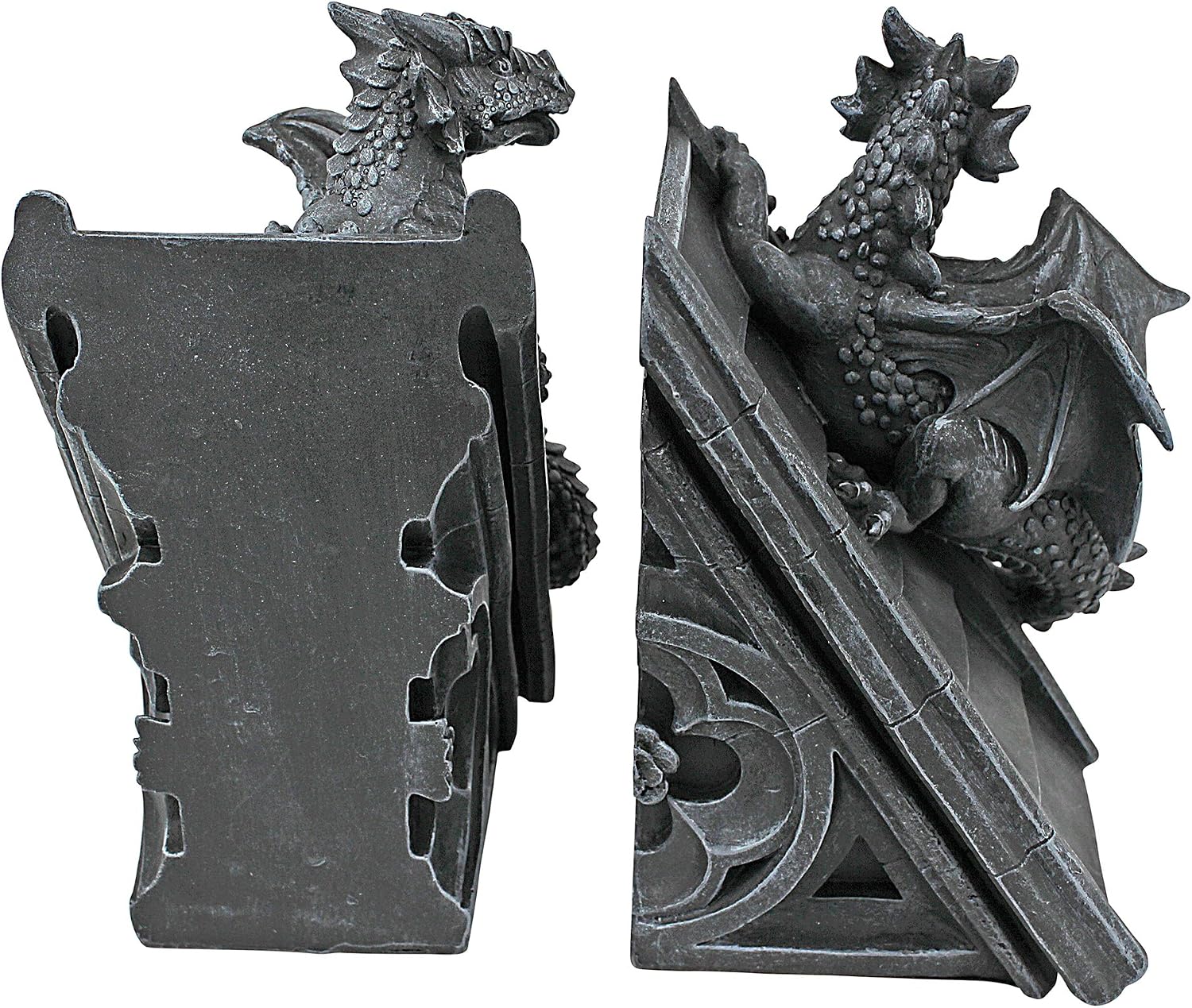 Serre-livres dragons ailés sur flèches gothiques en résine (paire), vue 4