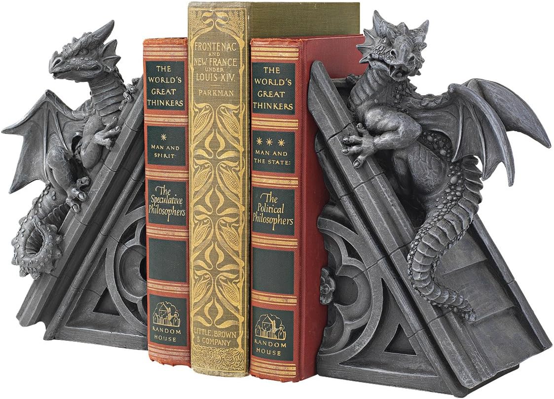 Serre-livres dragons ailés sur flèches gothiques en résine (paire), vue 5