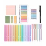 Kit d'annotation de livres Mr. Pen : surligneurs pastel, stylos gel, notes et onglets adhésifs transparents