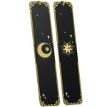 Deux marque-pages en laiton noir et doré à motif lune et étoiles