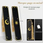 Marque-pages lune et étoiles en laiton noir et doré, vue 5